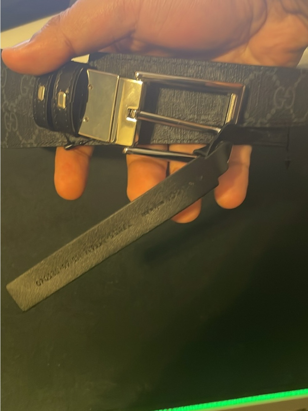 Gucci Black Men's Leather Belt with Silver-Tone Buckle